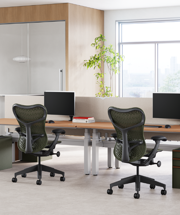 Siège Mirra Herman miller - Bureau réglable en hauteur ratio - MillerKnoll - Espace de travail - Flex office - open space